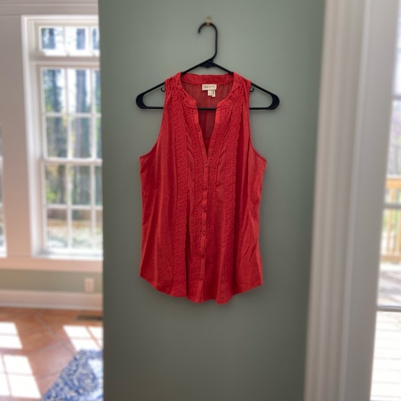 Orange Anthropologie button up blouse - Picture 1 of 4